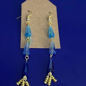 Elegant Blue and Gold Dangle Earrings
